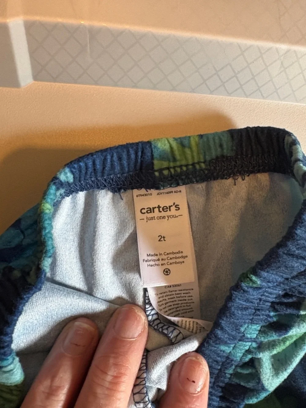 Carter's Navy and Green Dinosaur Pajama Set